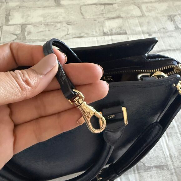 Michael Kors Selma Blue Patent Leather Tote Satchel Bag (stains) - Picture 5 of 8